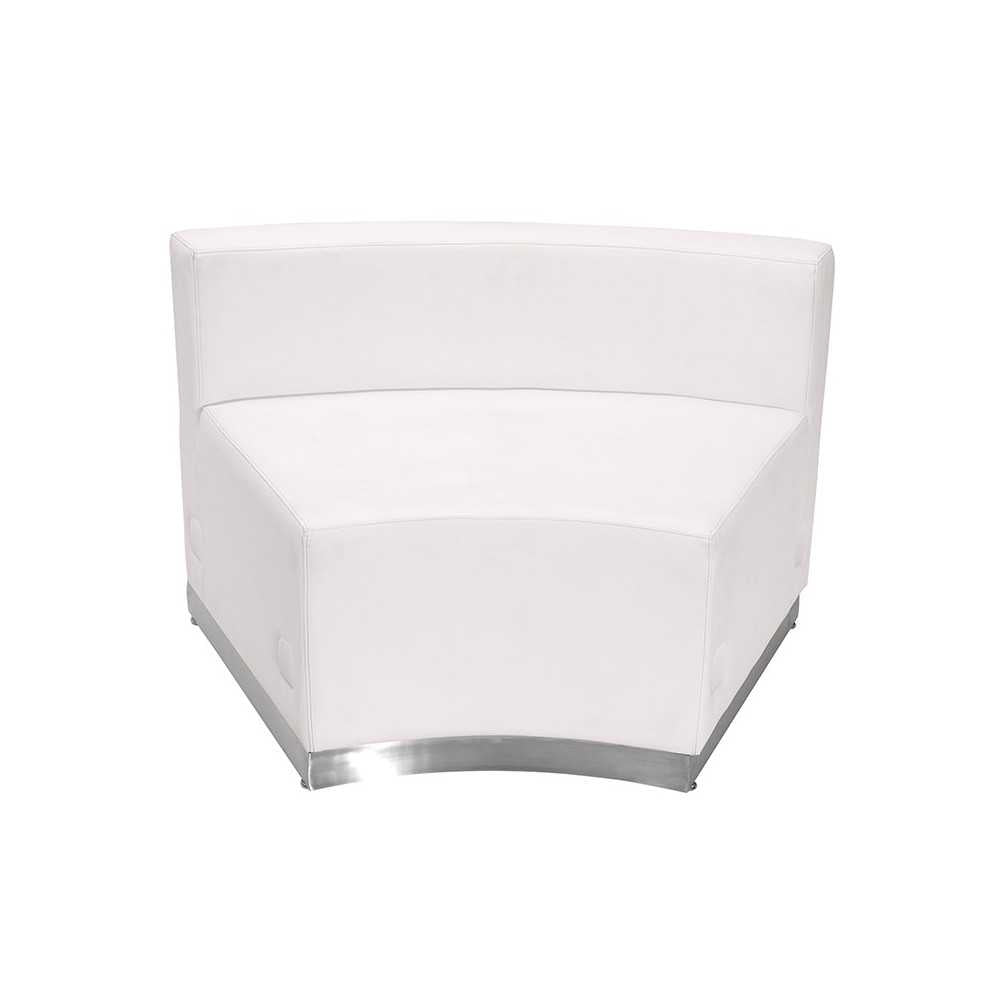 Melrose White LeatherSoft Concave Chair with Brushed Stainless Steel Base