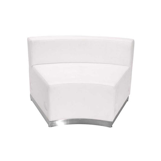Melrose White LeatherSoft Concave Chair with Brushed Stainless Steel Base
