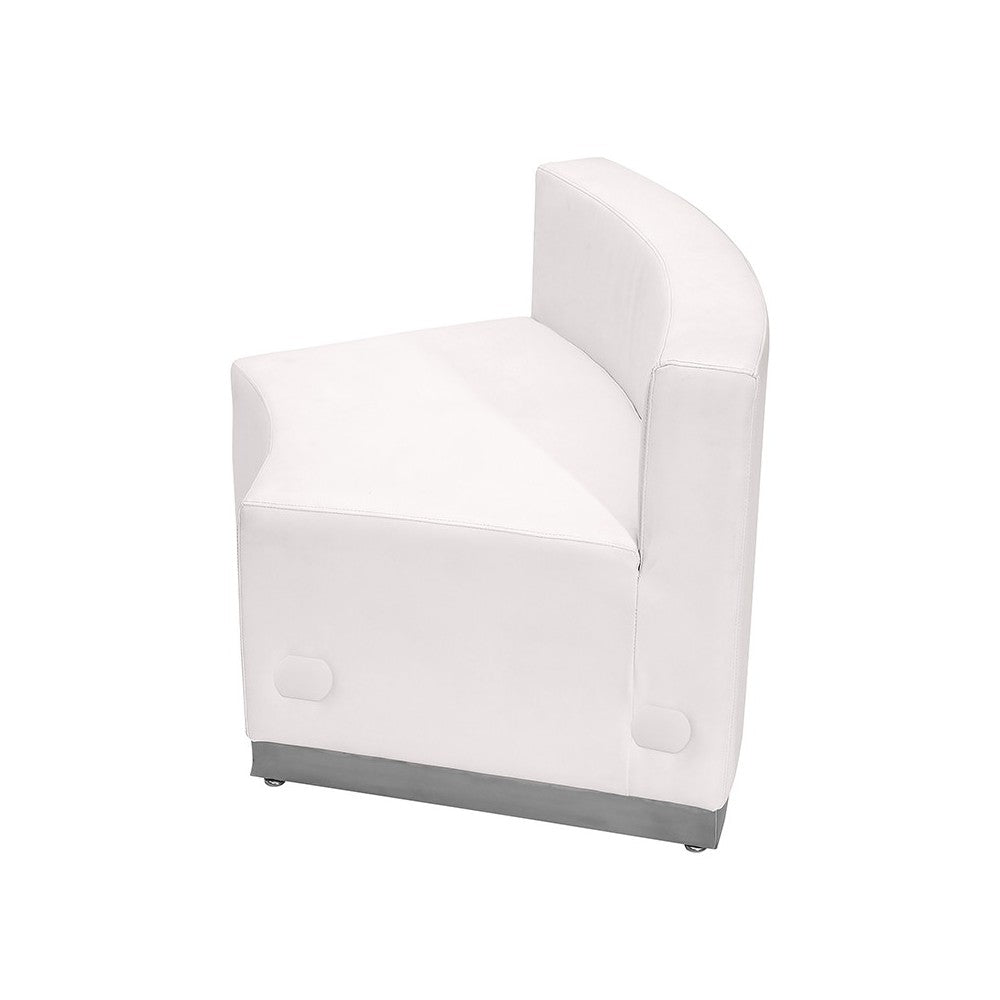 Melrose White LeatherSoft Concave Chair with Brushed Stainless Steel Base