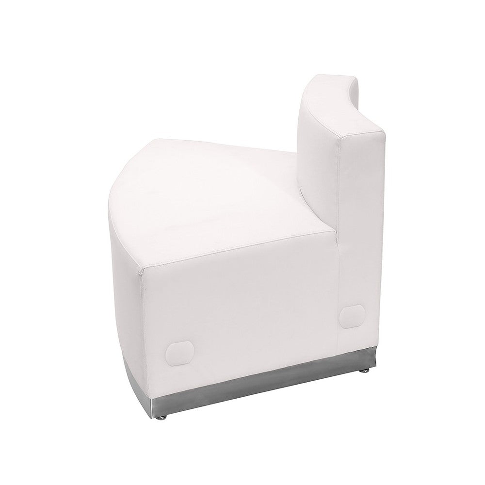 Melrose White LeatherSoft Convex Chair with Brushed Stainless Steel Base