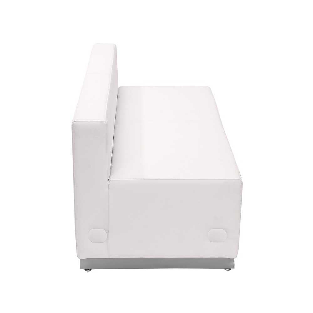 Melrose White LeatherSoft Loveseat with Brushed Stainless Steel Base