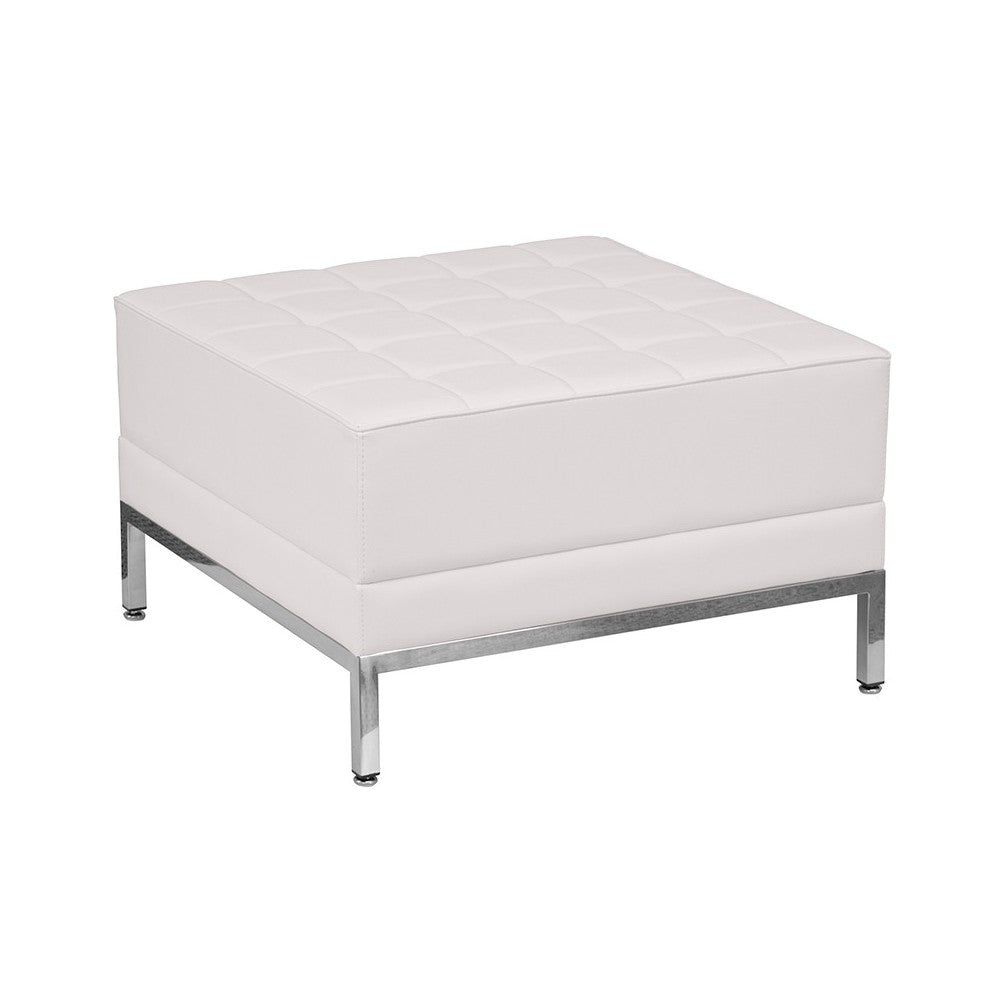 Melrose White LeatherSoft Ottoman