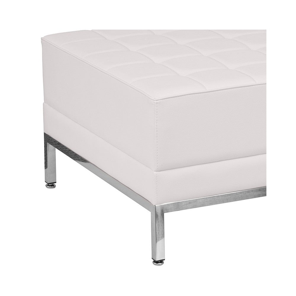 Melrose White LeatherSoft Ottoman