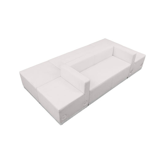 Melrose White LeatherSoft Reception Configuration, 6 Pieces