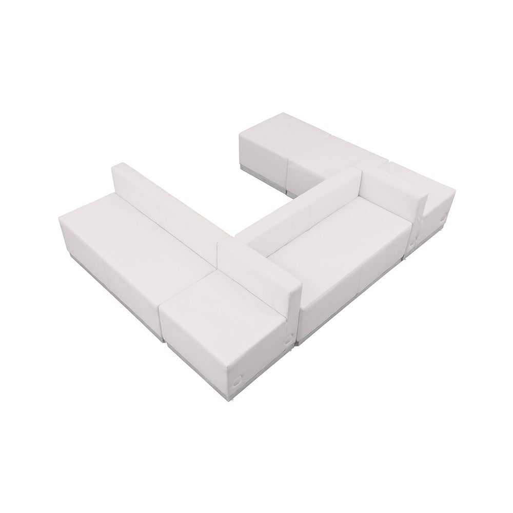 Melrose White LeatherSoft Reception Configuration, 6 Pieces