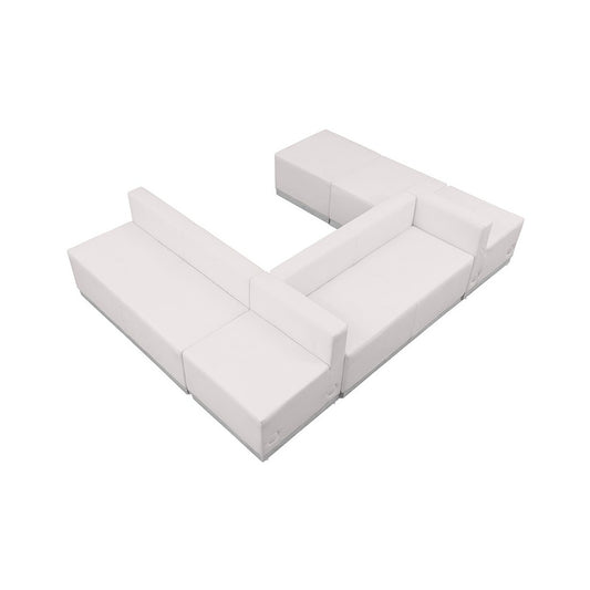 Melrose White LeatherSoft Reception Configuration, 6 Pieces