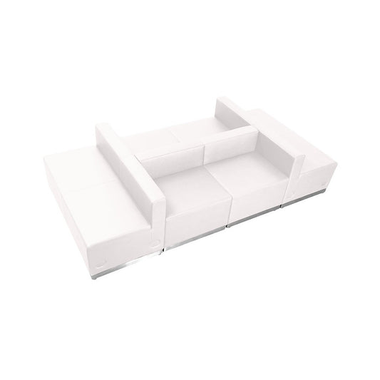 Melrose White LeatherSoft Reception Configuration, 6 Pieces