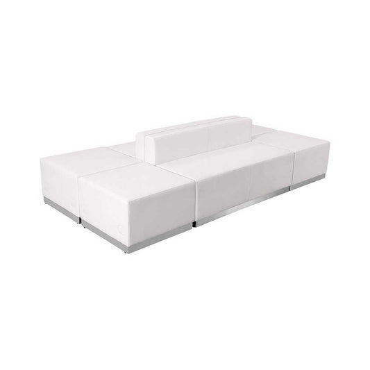 Melrose White LeatherSoft Reception Configuration, 6 Pieces