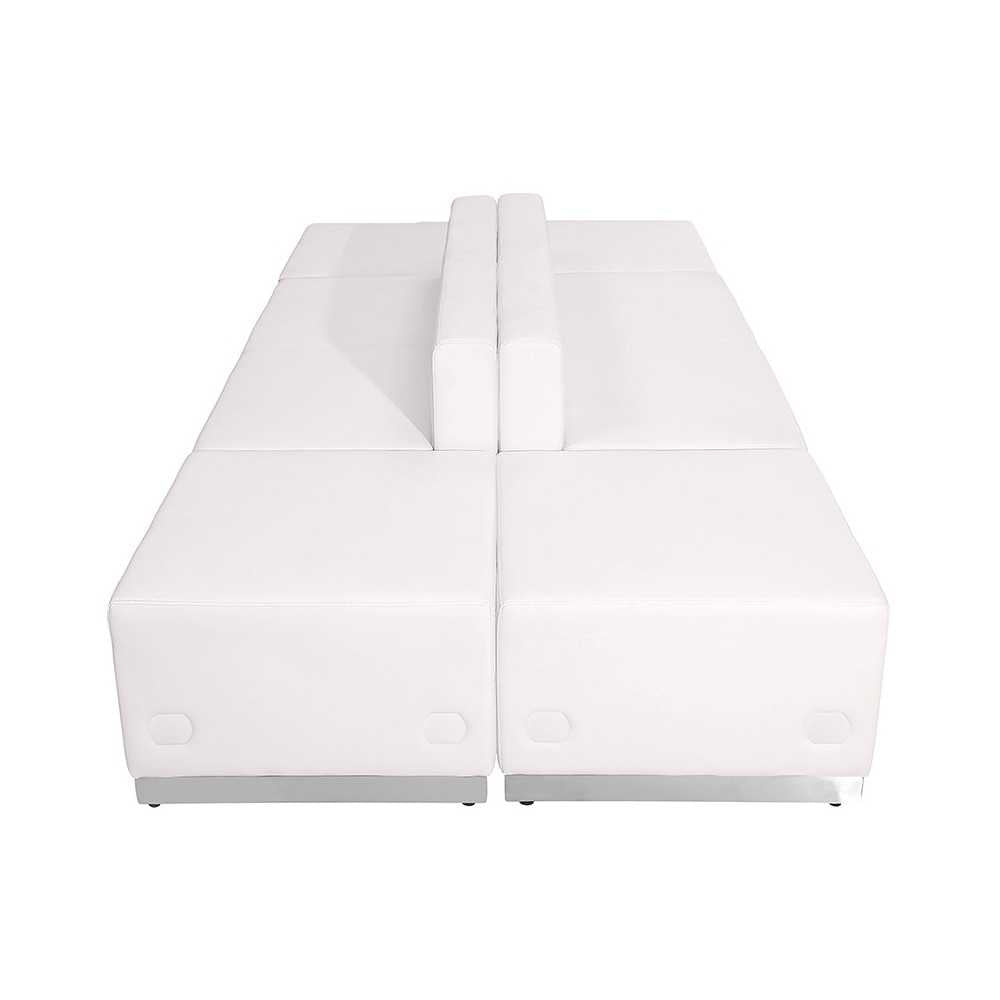 Melrose White LeatherSoft Reception Configuration, 6 Pieces