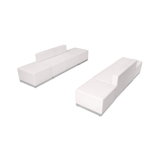 Melrose White LeatherSoft Reception Configuration, 6 Pieces