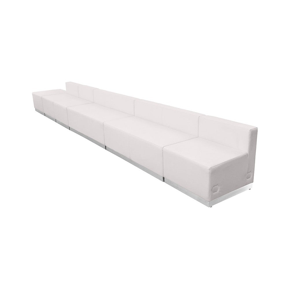 Melrose White LeatherSoft Reception Configuration, 6 Pieces