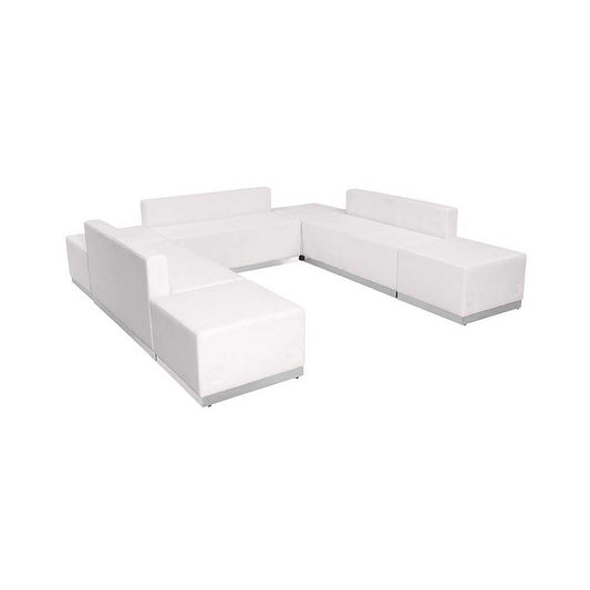 Melrose White LeatherSoft Reception Configuration, 7 Pieces