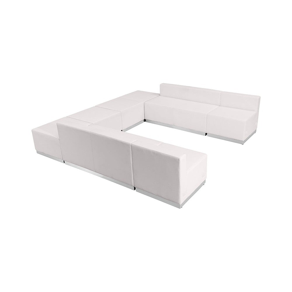 Melrose White LeatherSoft Reception Configuration, 8 Pieces