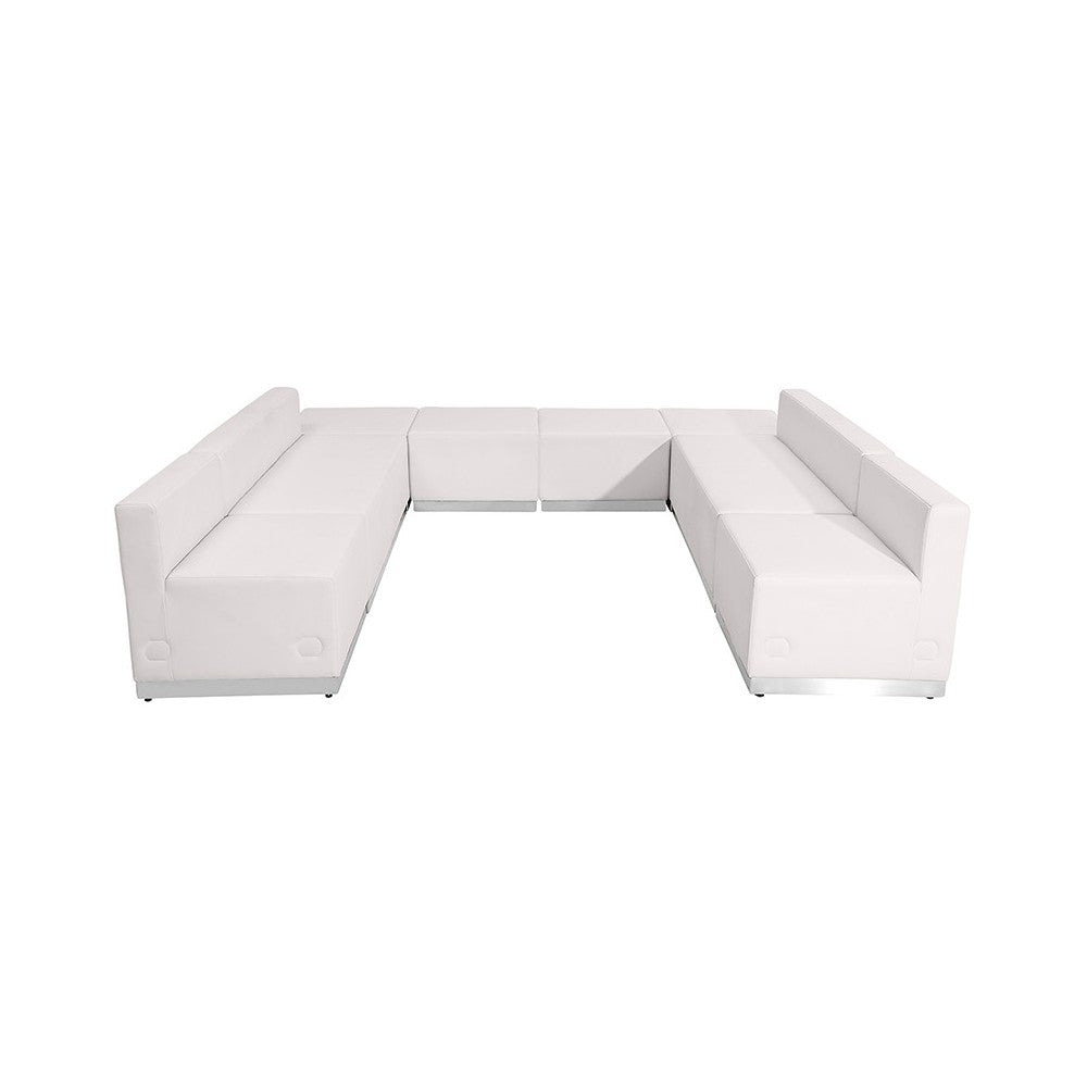 Melrose White LeatherSoft Reception Configuration, 8 Pieces