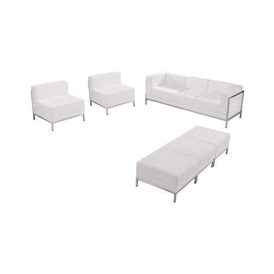 Melrose White LeatherSoft Sofa, Chair & Ottoman Set