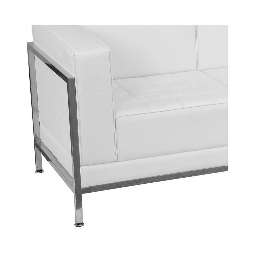 Melrose White LeatherSoft Sofa, Chair & Ottoman Set