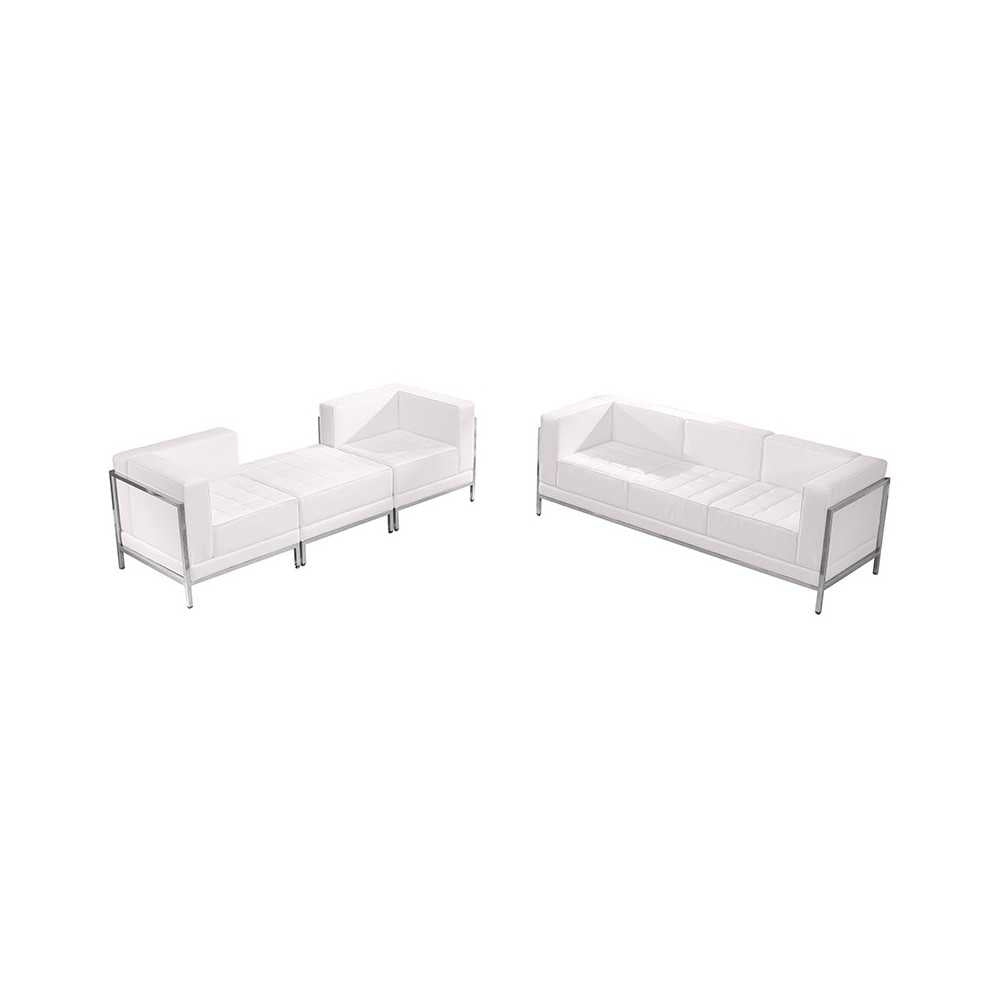 Melrose White LeatherSoft Sofa & Lounge Chair Set, 4 Pieces