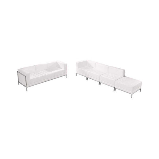 Melrose White LeatherSoft Sofa & Lounge Chair Set, 5 Pieces