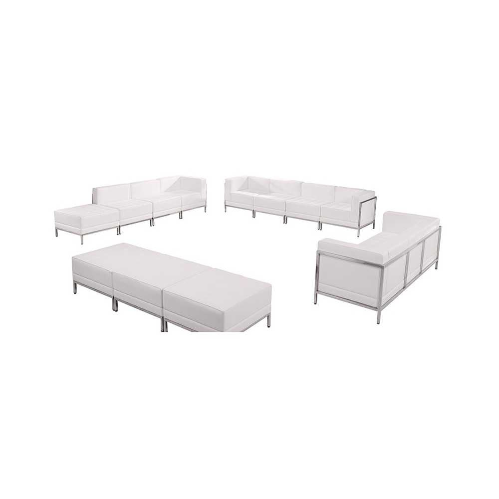 Melrose White LeatherSoft Sofa, Lounge & Ottoman Set, 12 Pieces