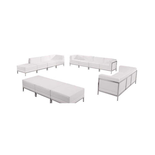 Melrose White LeatherSoft Sofa, Lounge & Ottoman Set, 12 Pieces