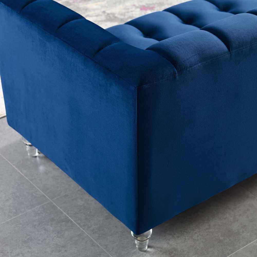 Mesmer Channel Tufted Button Performance Velvet Sofa, Navy