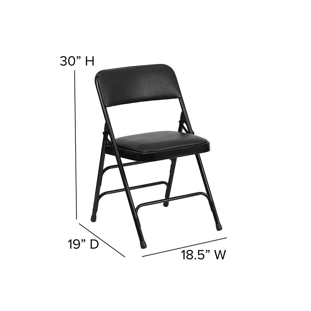 Metal Folding Chairs with Padded Seats | Set of 2 Black Metal Folding Chairs