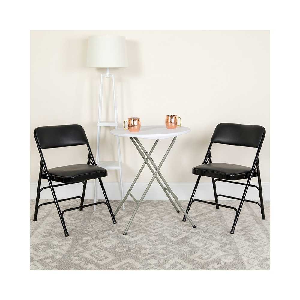 Metal Folding Chairs with Padded Seats | Set of 2 Black Metal Folding Chairs