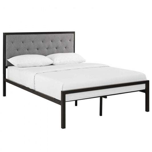 Mia Full Fabric Bed, Brown Gray