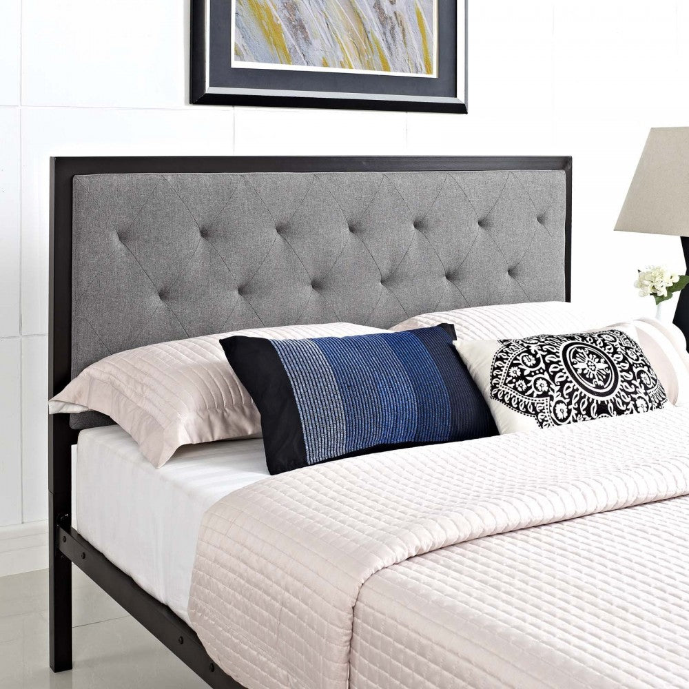 Mia Full Fabric Bed, Brown Gray