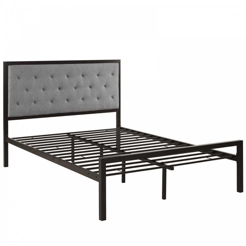 Mia Full Fabric Bed, Brown Gray