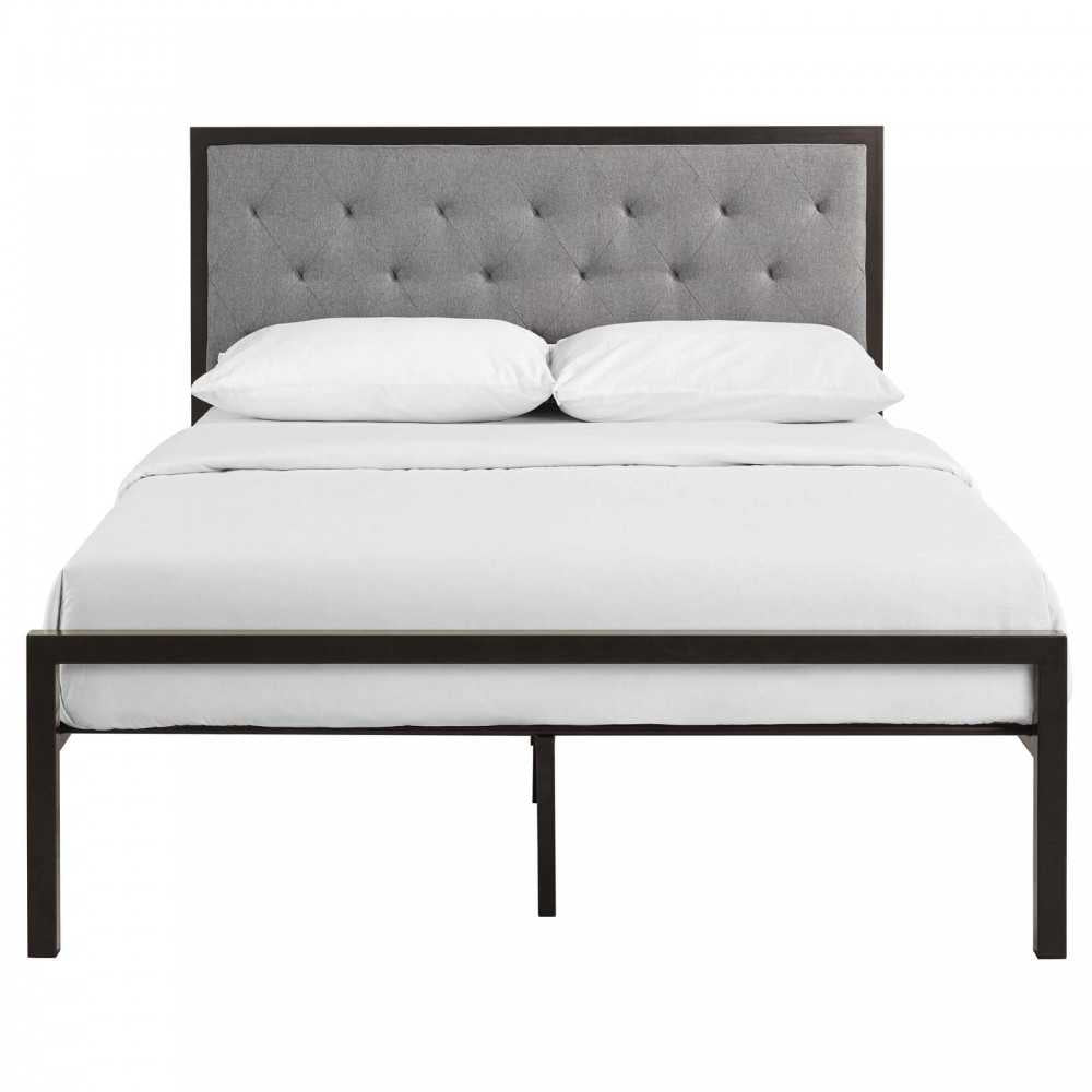 Mia Full Fabric Bed, Brown Gray