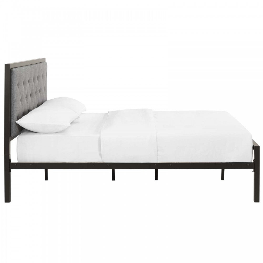 Mia Full Fabric Bed, Brown Gray
