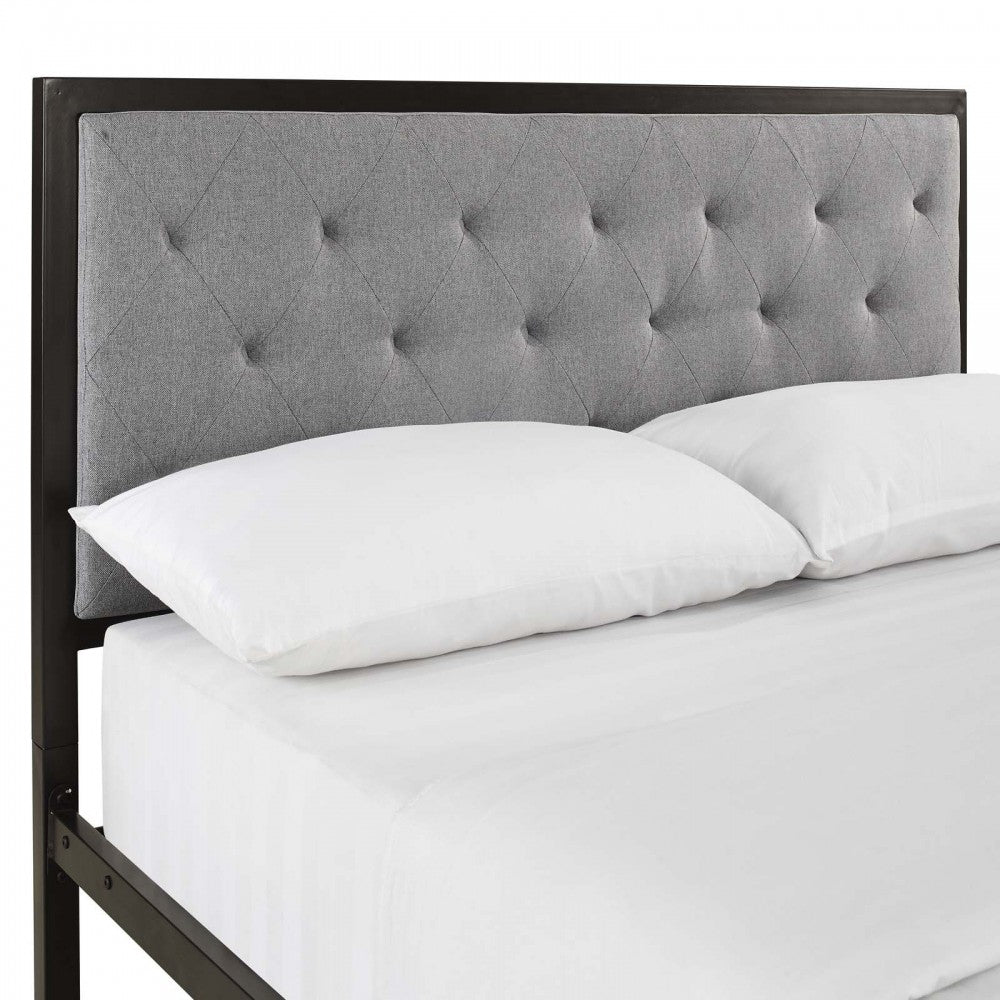 Mia Full Fabric Bed, Brown Gray