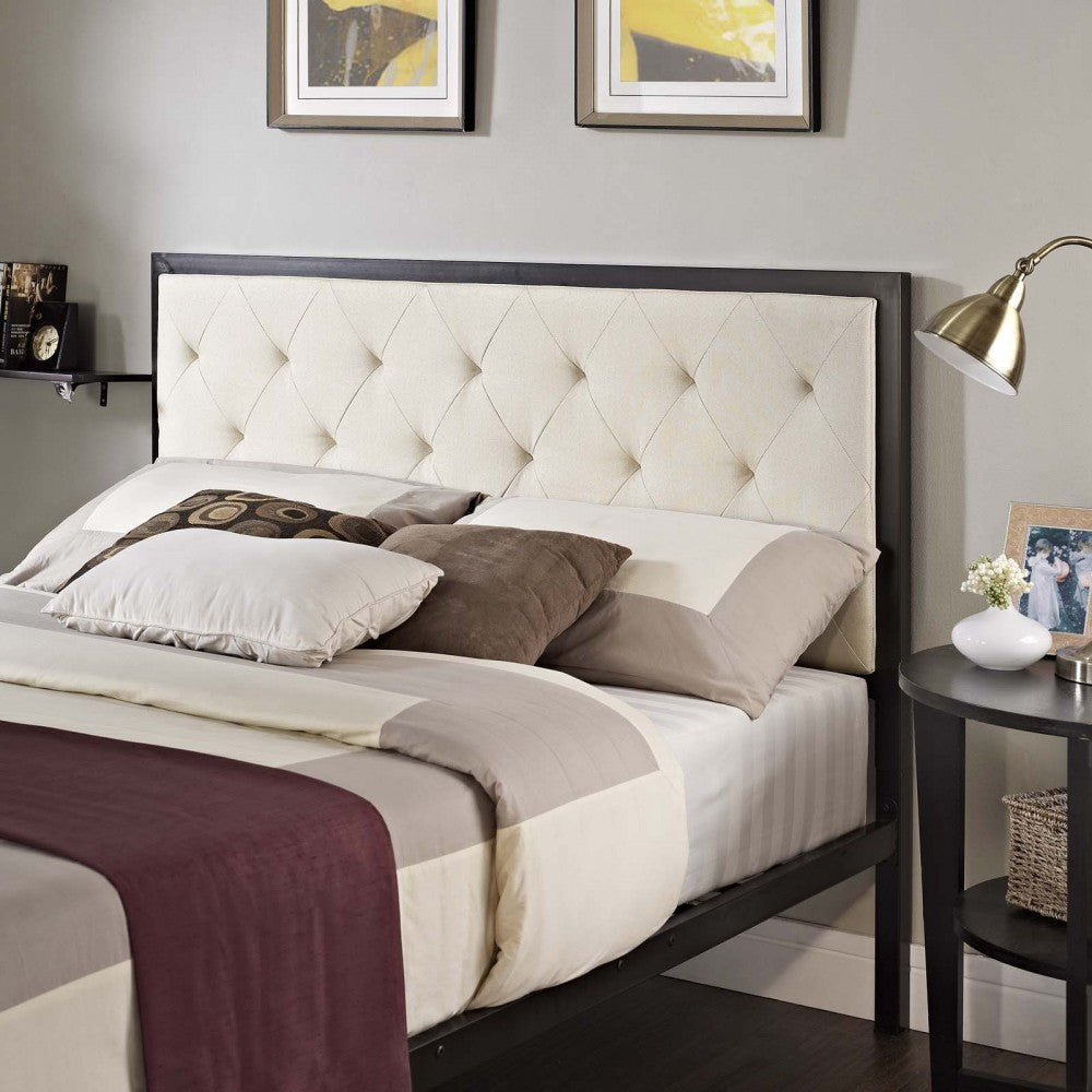 Mia Full Fabric Bed, Brown Beige