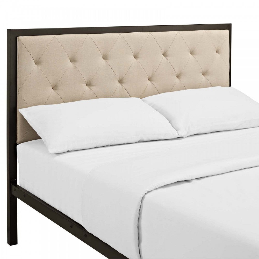 Mia Full Fabric Bed, Brown Beige
