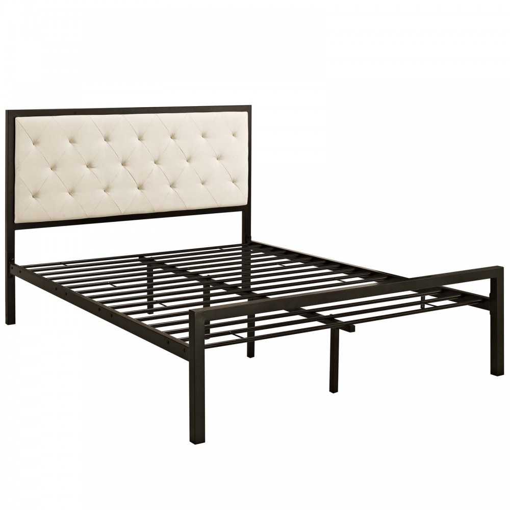 Mia Full Fabric Bed, Brown Beige