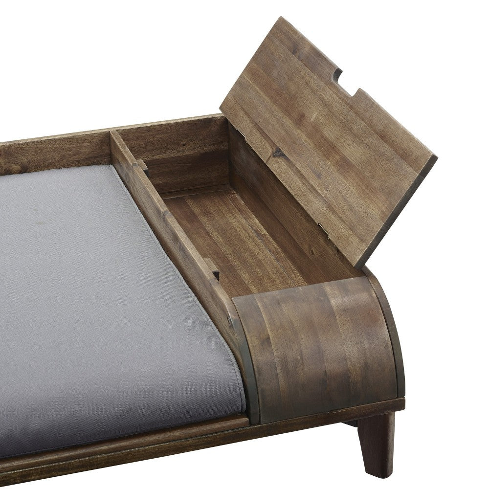 Mia Solid Wood Storage Pet Bed with Cushion - Large - Dark Brown/Gray