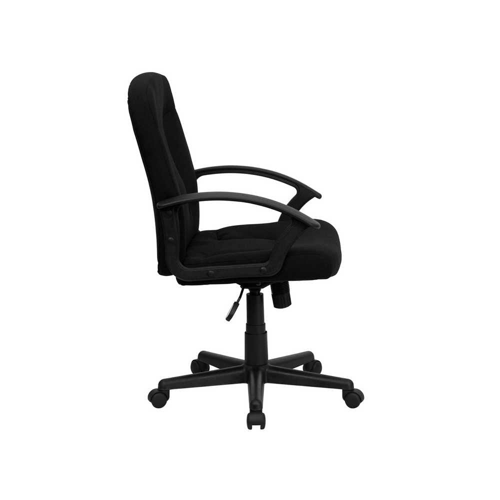 Mid-Back Black Fabric Executive Swivel Office Chair with Nylon Arms