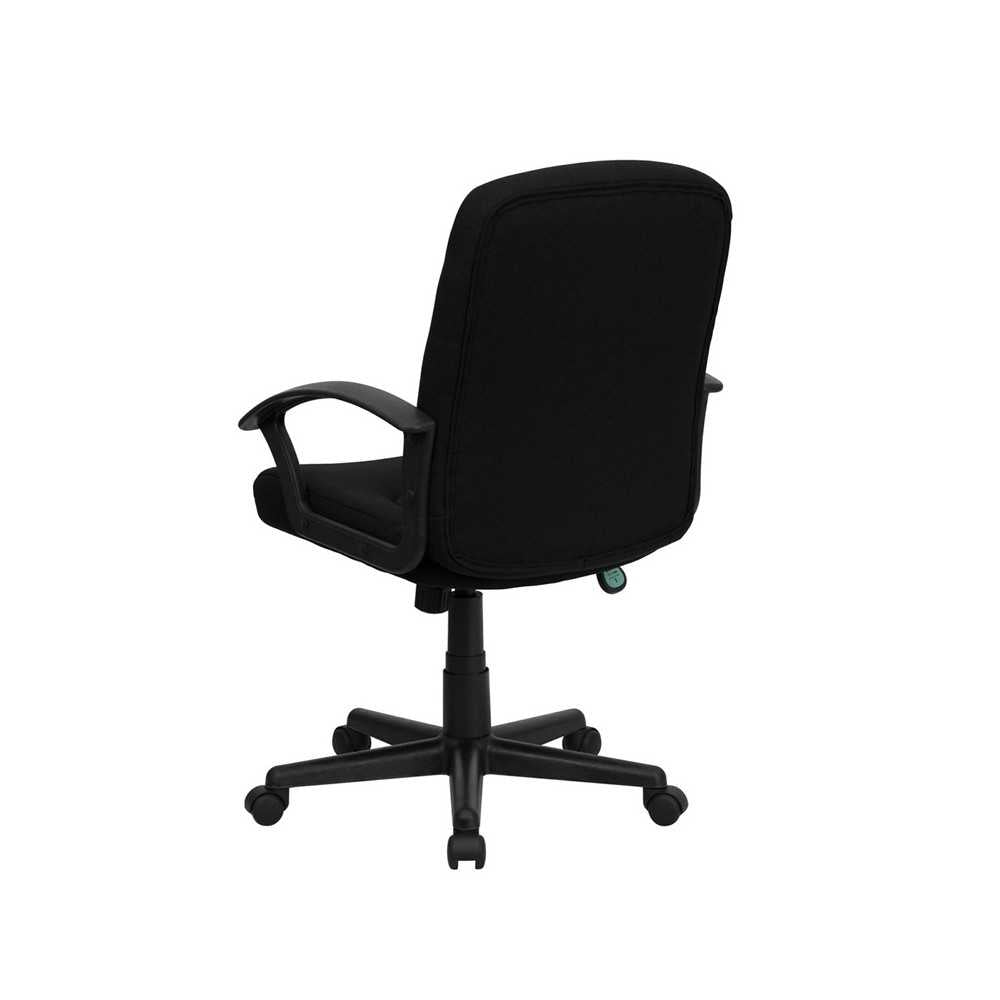 Mid-Back Black Fabric Executive Swivel Office Chair with Nylon Arms