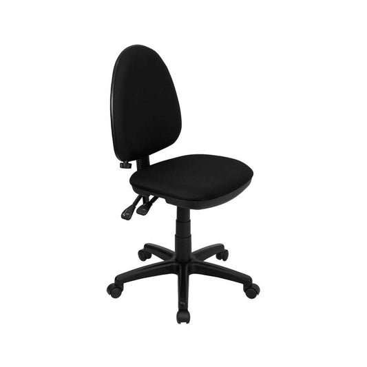 Mid-Back Black Fabric Multifunction Swivel Ergonomic Task Office Chair with Adjustable Lumbar Support