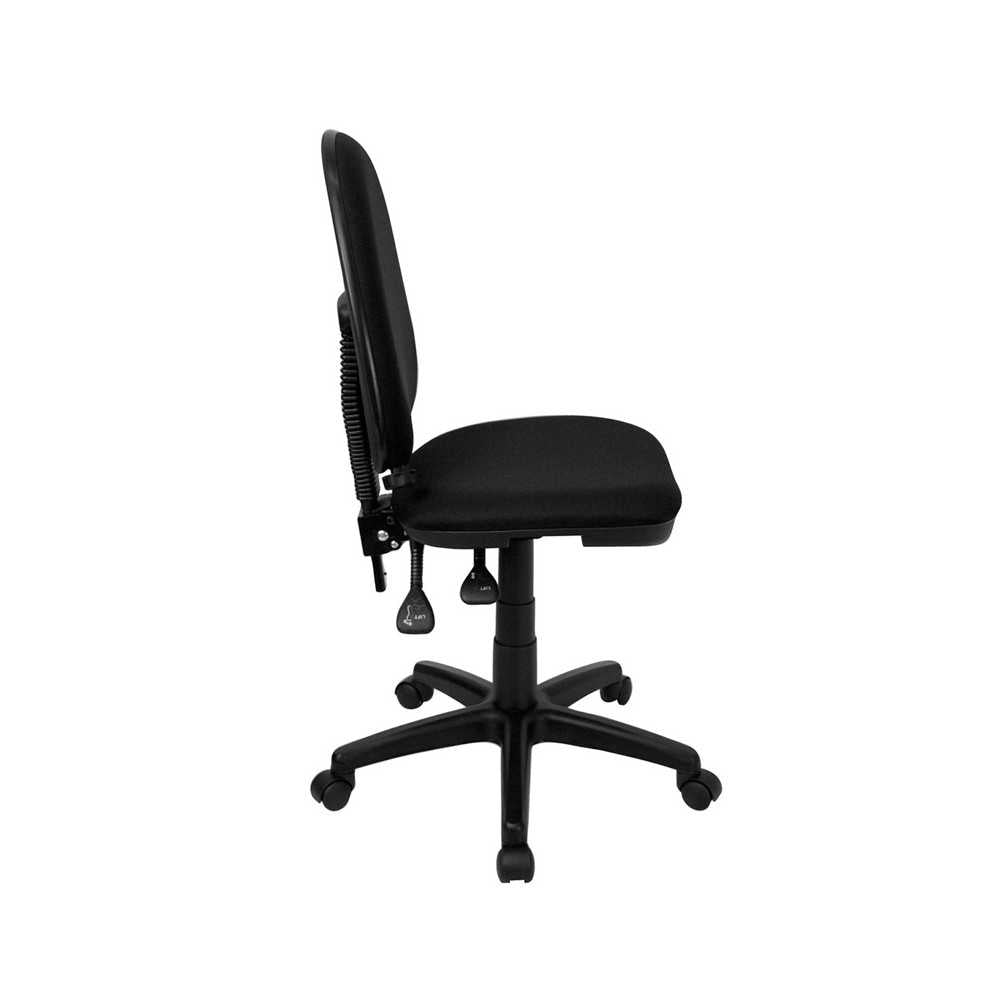 Mid-Back Black Fabric Multifunction Swivel Ergonomic Task Office Chair with Adjustable Lumbar Support