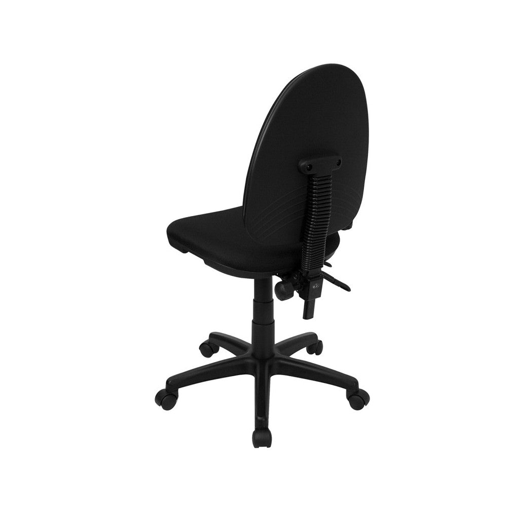 Mid-Back Black Fabric Multifunction Swivel Ergonomic Task Office Chair with Adjustable Lumbar Support