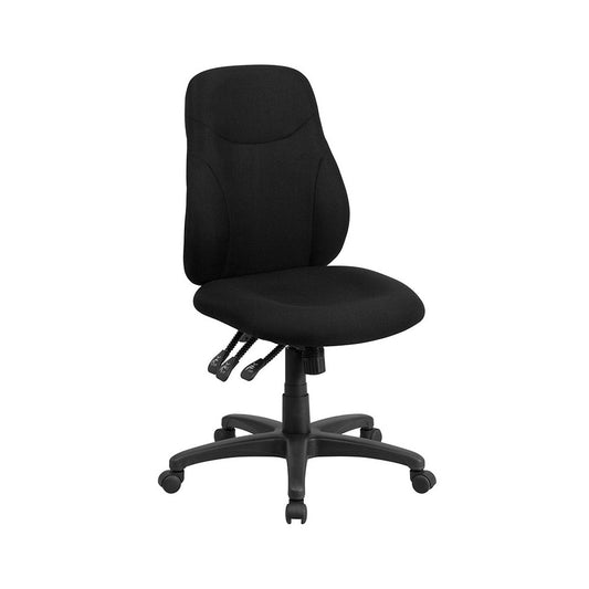 Mid-Back Black Fabric Multifunction Swivel Ergonomic Task Office Chair