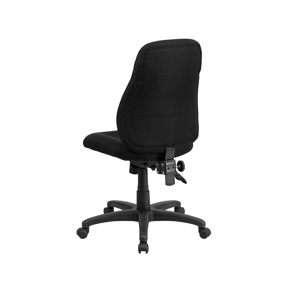 Mid-Back Black Fabric Multifunction Swivel Ergonomic Task Office Chair