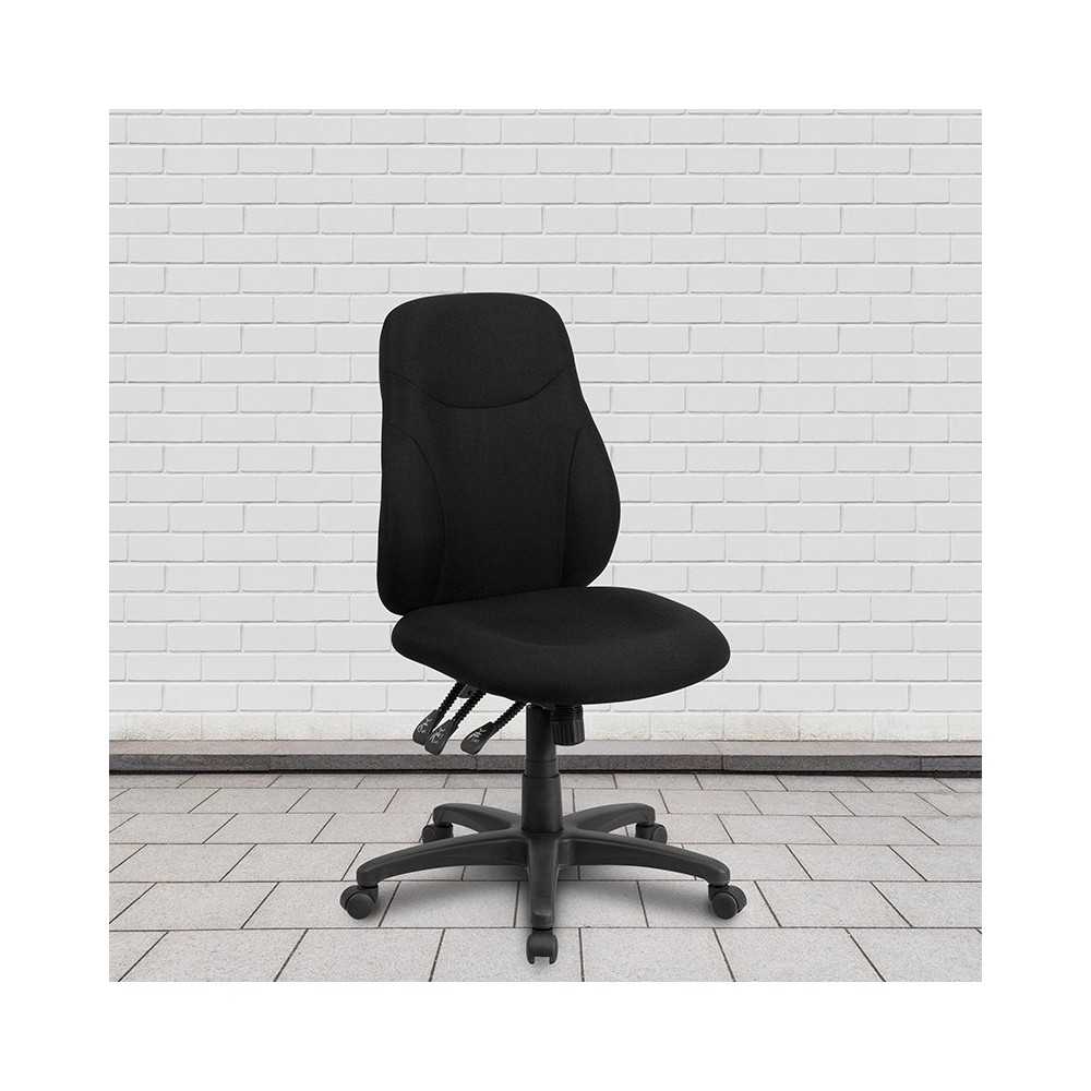 Mid-Back Black Fabric Multifunction Swivel Ergonomic Task Office Chair