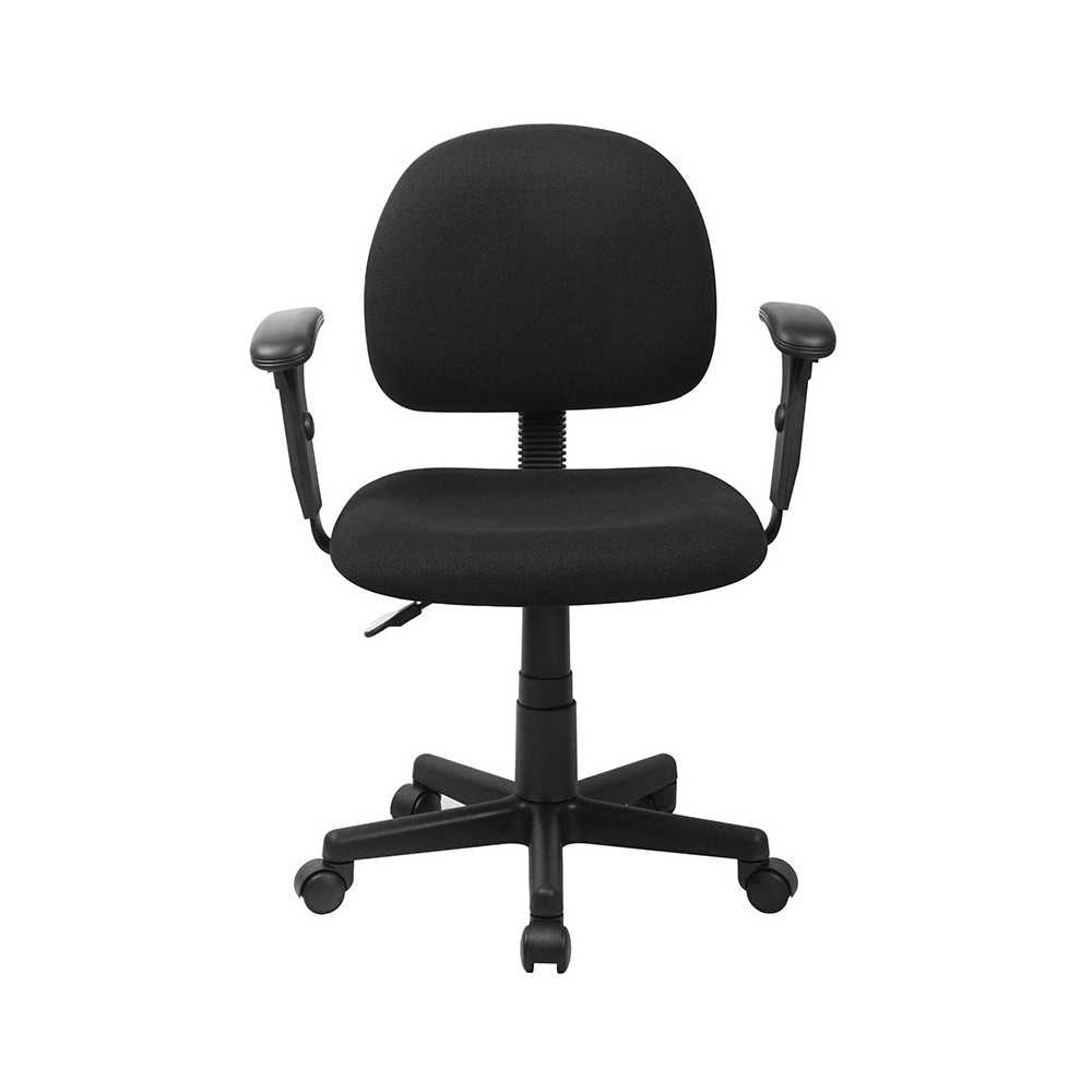 Mid-Back Black Fabric Swivel Task Office Chair with Adjustable Arms