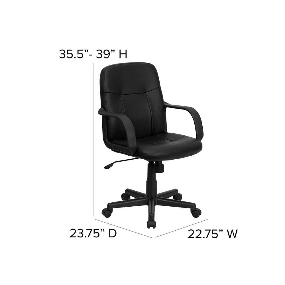 Mid-Back Black Glove Vinyl Executive Swivel Office Chair with Arms