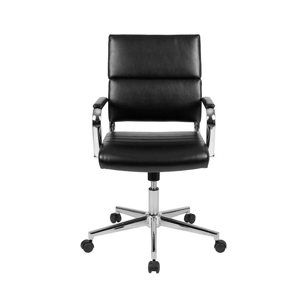 Mid-Back Black LeatherSoft Contemporary Panel Executive Swivel Office Chair
