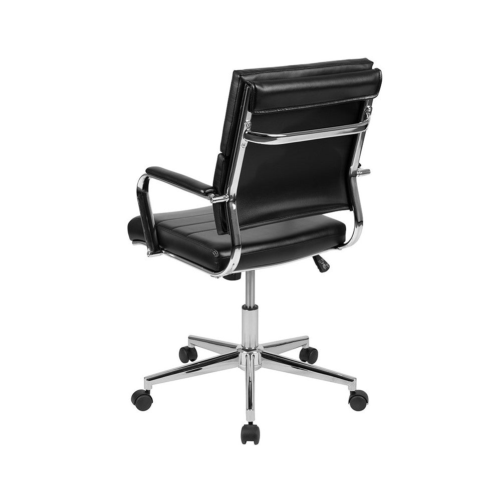 Mid-Back Black LeatherSoft Contemporary Panel Executive Swivel Office Chair