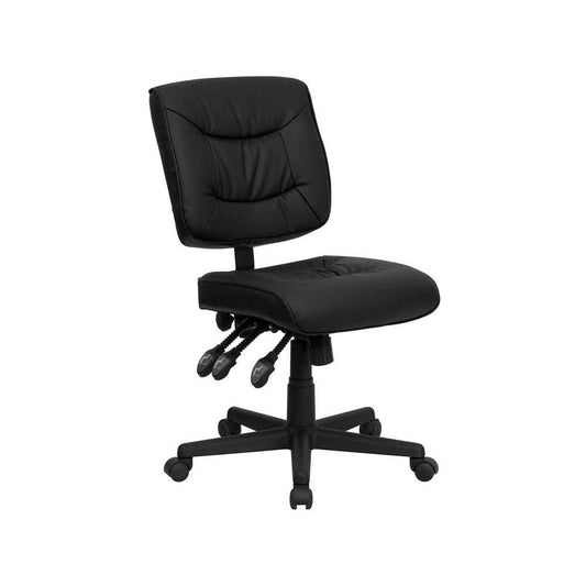 Mid-Back Black LeatherSoft Multifunction Swivel Ergonomic Task Office Chair